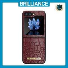 Brilliance LUX Samsung Flip5 TPU PC Crocodile Leather with folding Case Burgundy