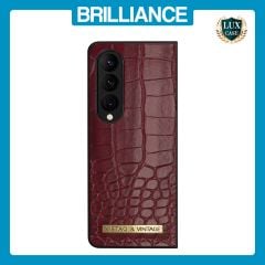 Brilliance LUX Samsung Fold4 Flip PC Business Crocodile Leather Case Burgundy