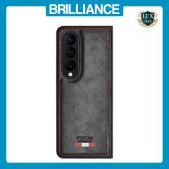 Brilliance LUX Samsung Fold4 TPU PC Leather Scratch Proof Hybrid Case Black