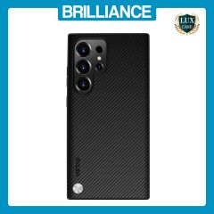 Brilliance LUX Samsung S24 Ultra PC Carbon Fiber Leather with folding Case Black