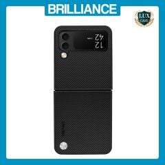 Brilliance LUX Samsung Flip4 PC Carbon Fiber Leather with folding Case Black