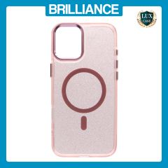 Brilliance LUX iPhone 16 Plus Bling Shiny Magnetic TPU+PC Clear Case With Lens Bracket Camera Stand Glitter Pink