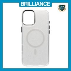 Brilliance LUX iPhone 16 Plus Bling Shiny Magnetic TPU+PC Clear Case With Lens Bracket Camera Stand Glitter White