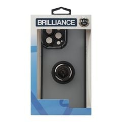 Brilliance LUX For iPhone 14 3D Electroplating with camera protector and Ringstand Case Black