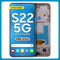 Samsung S22 5G LCD with Touch + Frame After Market Soft OLED Pink Gold (ORIGINAL SIZE) (120 HZ)
