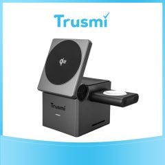 TRUSMI 3-in-1 Qi2 Wireless Charging Station – Cube Magnetic Charger Gray