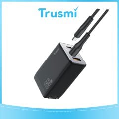 TRUSMI 65W Black 3 in 1 Power Adapter w/ Type C to Type C Cable
