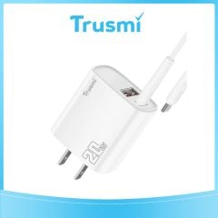 TRUSMI 20W White Dual Type C & USB Power Adapter w/ Type C to Type C Cable