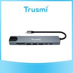 TRUSMI DS01-02 USB C Hub 100W – HDMI, RJ45, USB 3.0×2, Type-C×2, SD/TF Card Reader Adapter