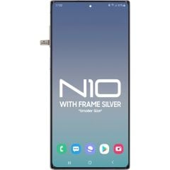 Samsung Note 10 LCD With Touch + Frame After Market Aura Glow/ Silver (Smaller Size)